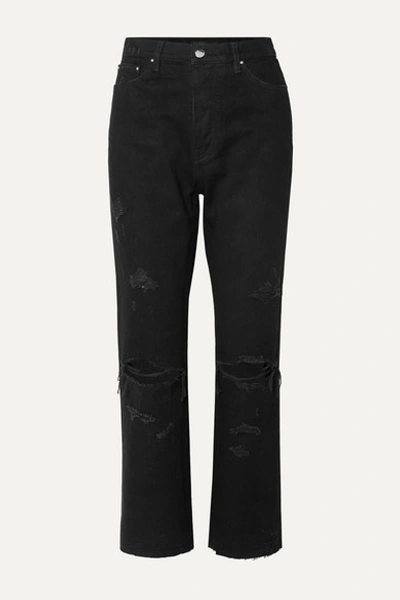 Amiri Thrasher Minus Cropped Distressed High-rise Straight-leg Jeans In Black
