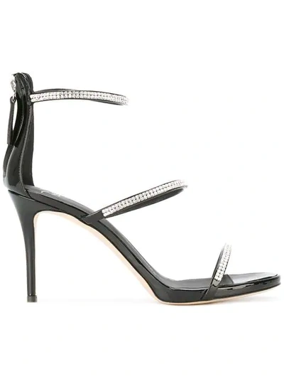 Giuseppe Zanotti 90mm Harmony Swarovski Leather Sandals In Black