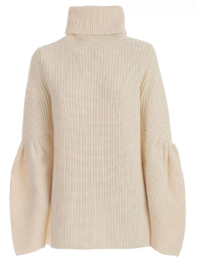 Be Blumarine Sweater L/s High Neck W/wide Sleeve In Naturale