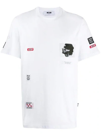Msgm White Cotton T Shirt With Brand Patch