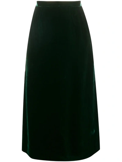 Pre-owned Valentino 1980's Gathered Straight Skirt In Green