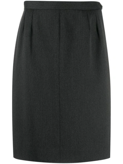 Pre-owned Saint Laurent 1980's Straight Skirt In Grey