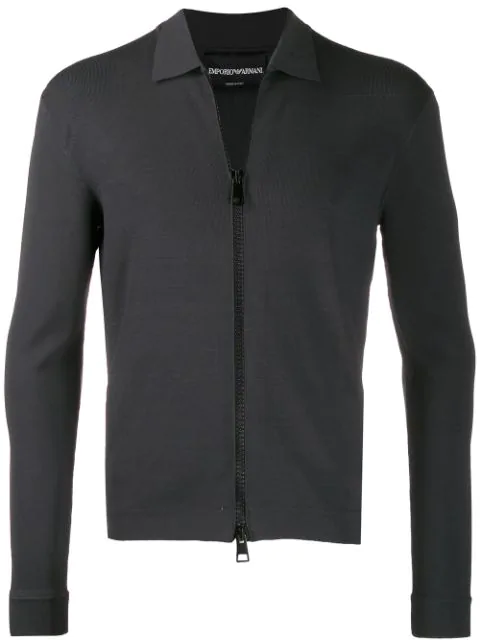 Giorgio Armani 1990's Slim Zipped Jacket In Grey | ModeSens