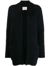 Laneus Ribbed Knit Cardi-coat In Black