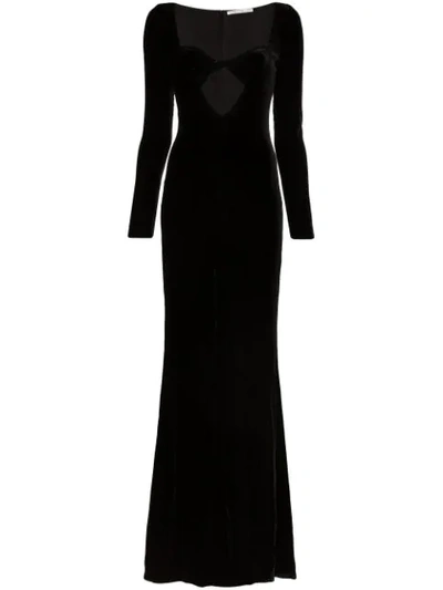 Alessandra Rich Velvet Maxi Dress In 900 Black