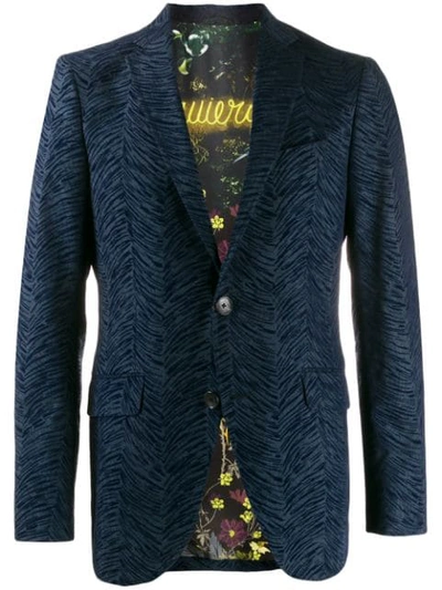 Etro Chevron Jacket In 0200 Blue