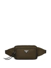 Prada Logo Plaque Belt Bag In Green