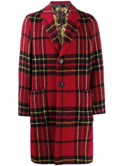 Etro Check Coat In Rosso