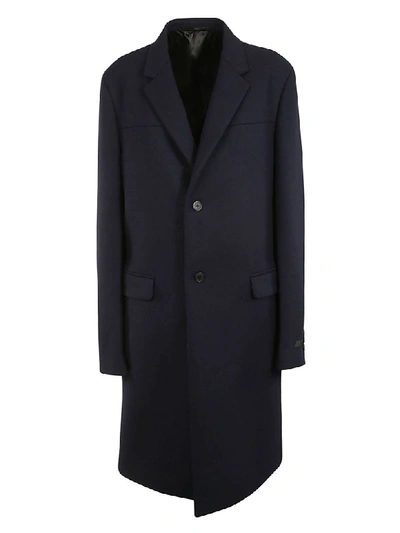 Prada Single Breasted Coat In Blue