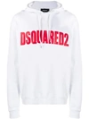 Dsquared2 Crackled Logo Hoodie In White