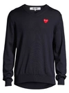 Comme Des Garçons Play Men's Play V-neck Cotton Sweater In Navy