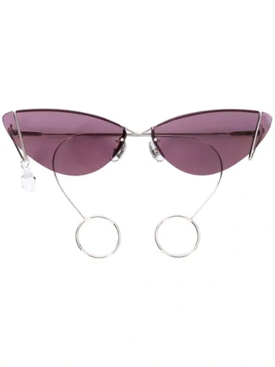 Justine Clenquet Laurie Cat Eye Sunglasses In Palladium/purple