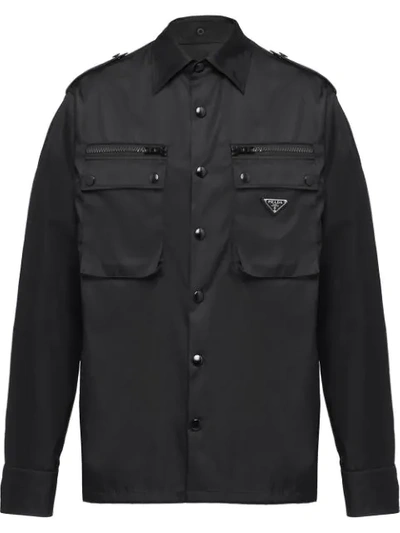 Prada Technical Military Shirt In Black