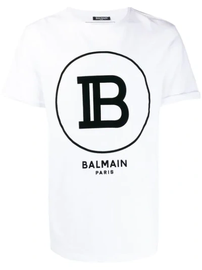 Balmain Logo Print T-shirt In White
