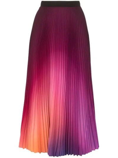 Mary Katrantzou Pleated Ombré Crepe De Chine Midi Skirt In Pink