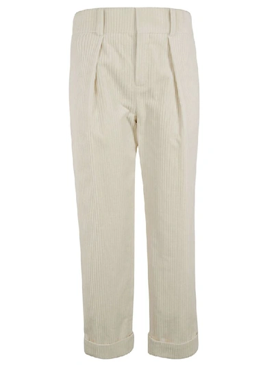 Saint Laurent Cropped Trousers In White