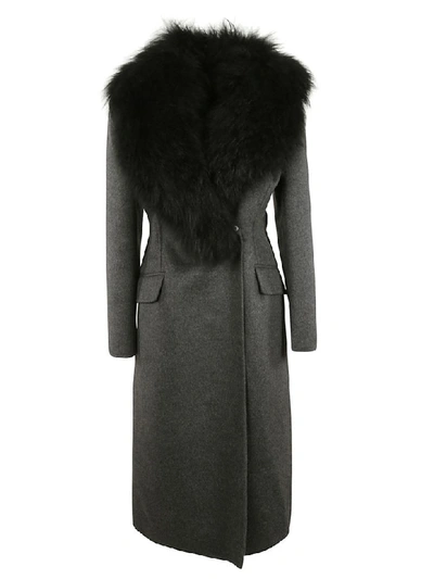 Prada Faux Fur Coat In Black