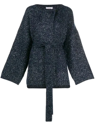 See By Chloé Speckled Chunky Knit Cardigan In Blue