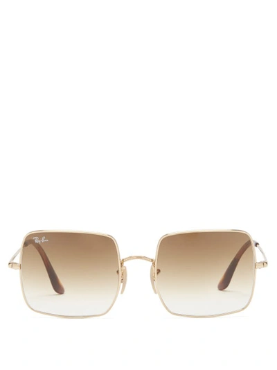 Ray Ban Square 1971 Metal Sunglasses In Gold