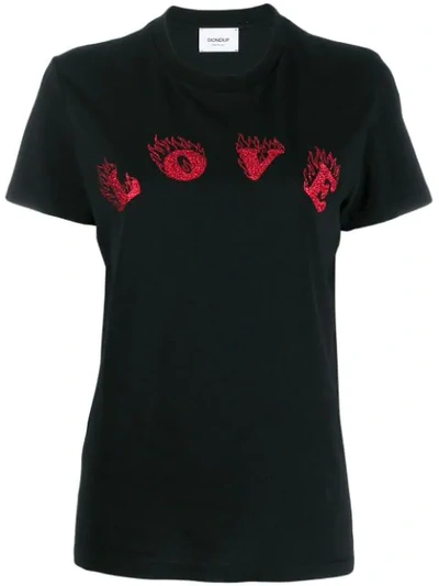 Dondup Printed 'love' T-shirt In Black