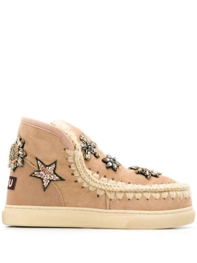 Mou Embellished Cam Eskimo Boots In Pink