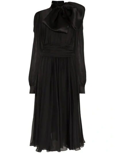 Anouki Bow-detail Midi Dress In Black