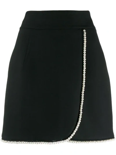 Sandro Vicky Simulated Pearl-trimmed Mini Skirt In Black