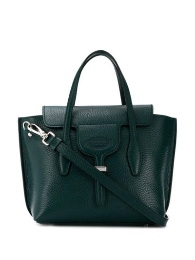 Tod's Pebbled Tote Bag In Green