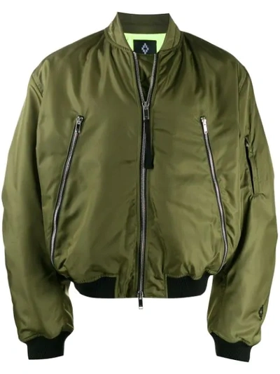 Marcelo Burlon County Of Milan Scared Face Bomber Jacket In Green