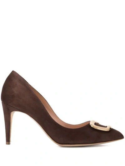 Rupert Sanderson Embellished Heeled Pumps In Brown