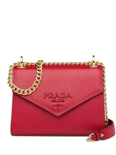Prada Monochrome Saffiano Leather Bag In Red