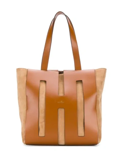 Hogan Panelled Shoulder Bag In Brown