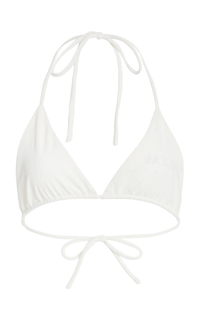 Aexae Tyra Nylon & Lycra Triangle Bikini Top In White