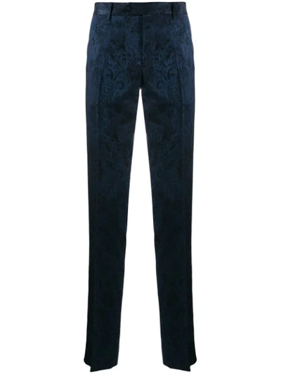 Etro Tailored Pattered Trousers In Blue