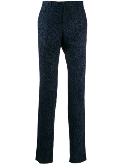 Etro Tailored Patterned Trousers In 0200 Blue
