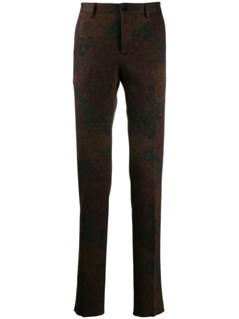 Etro Straight Leg Patterned Trousers In Neutrals | ModeSens