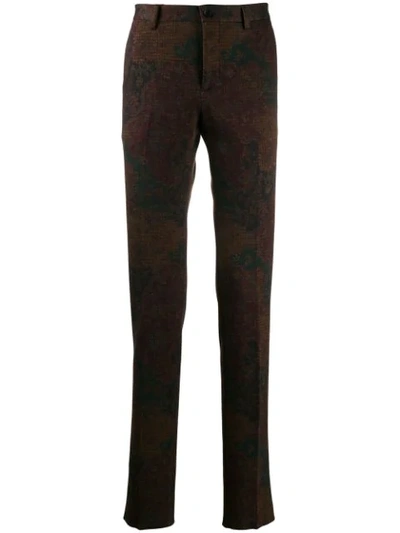 Etro Straight Leg Patterned Trousers In Neutrals