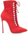 Casadei Crystal-embellished Ankle Boots In Red