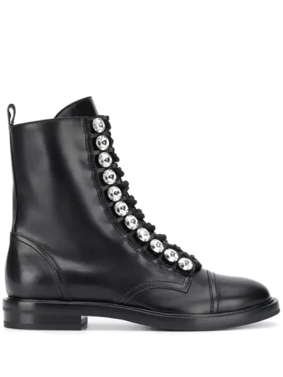 Casadei Crystal-embellished Boots In Black
