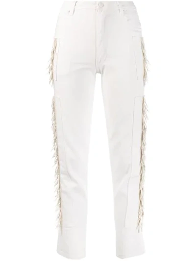 Eckhaus Latta Fringed Sides Straight Jeans In White
