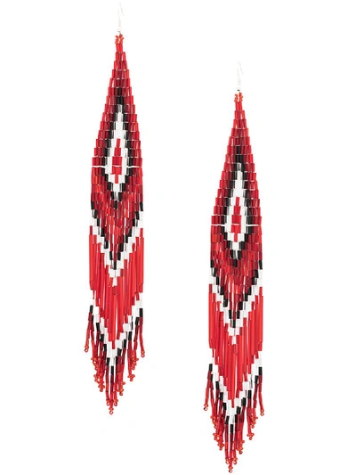 Jessie Western Zuni Chandelier Earrings In Red,white,black