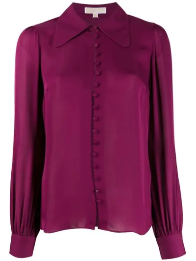 Michael Michael Kors Curved Hem Blouse In Purple