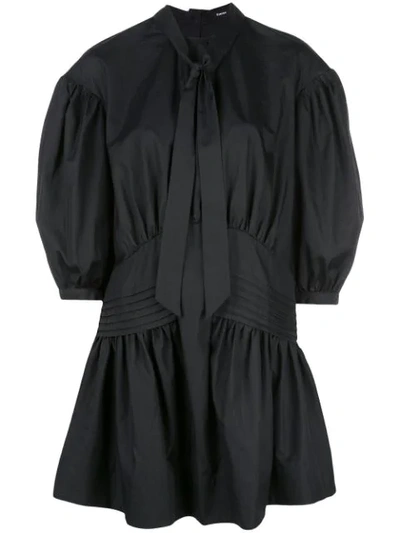 Simone Rocha Pintuck Pleat Cotton Poplin Minidress In Black