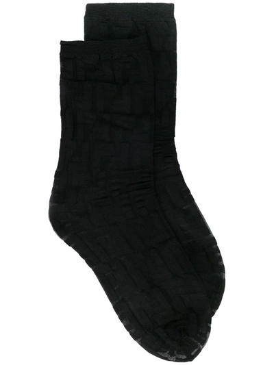 Fendi Sheer Ff Motif Socks In Black