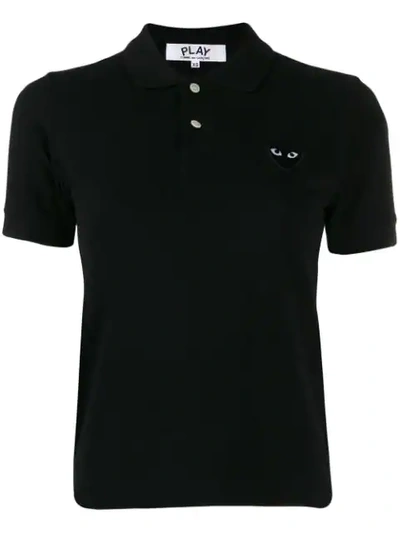 Comme Des Garçons Play Embroidered Heart Polo Shirt In Black