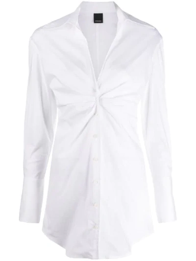 Pinko Elongated Long-sleeved Shirt In Z04 White