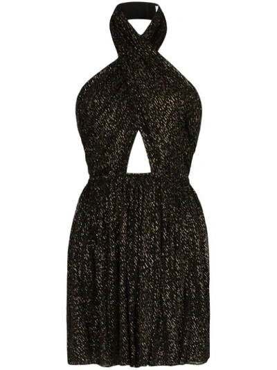 Saint Laurent Draped Cut-out Mini Dress In Black