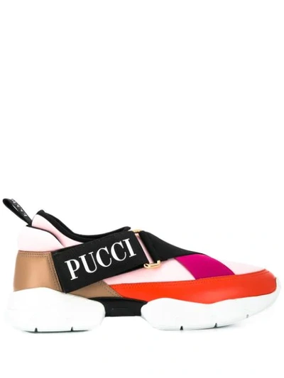 Emilio Pucci Colourblock Touch-strap Sneakers In Pink