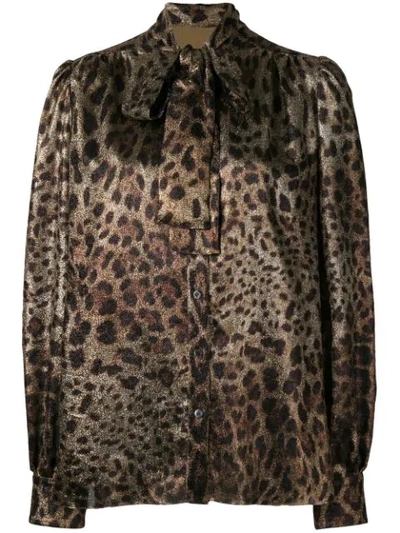 Dolce & Gabbana Leopard Print Blouse In Black
