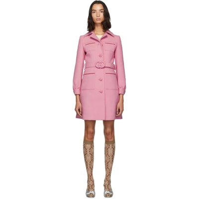 Gucci Pink Wool Short Coat In 5637 Pink